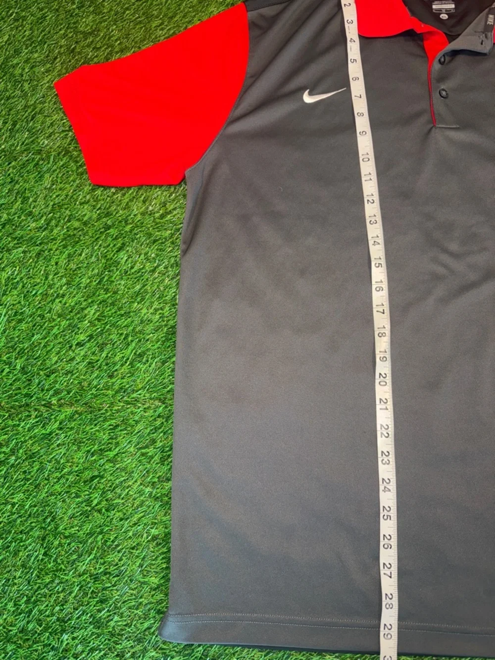Nike Men's Polo Shirt in Gray and Red